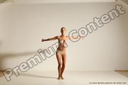 Underwear Gymnastic poses Woman White Moving poses Slim long blond Dynamic poses Academic